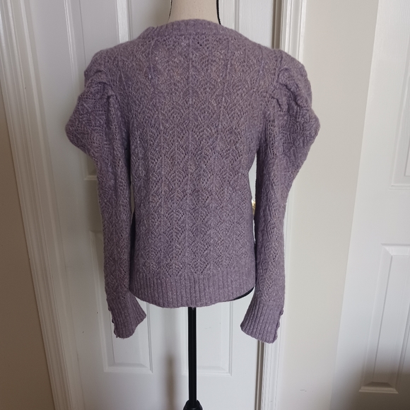 Veronica Beard Nova Puff Sleeves Alpaca and Merino Wool Blend Sweater - Picture 6 of 13